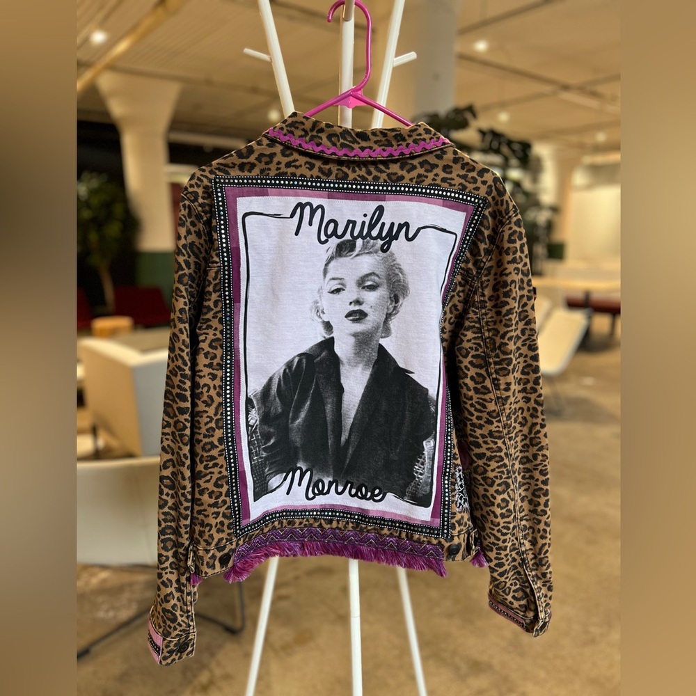 Marilyn tshirt patchwork collage upcycled Jean ja… - image 1